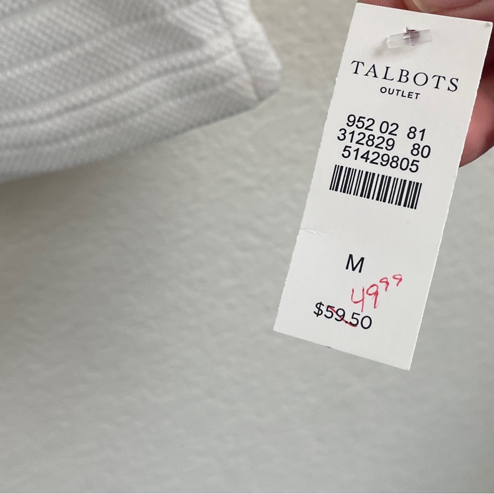 Talbots White Textured Long Sleeve Pullover NWT - Picture 3 of 5